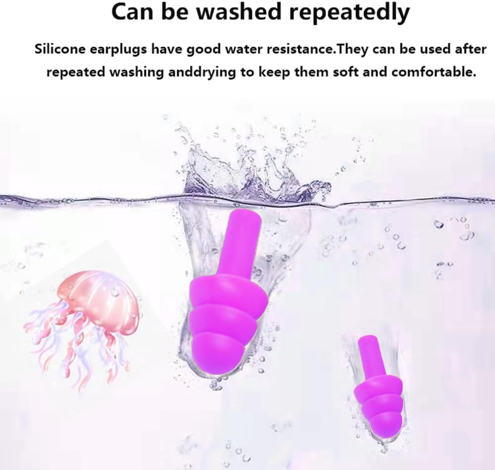 Ear Plugs for Sleeping, 8 Pairs Noise Canceling Soft Reusable Silicone Earplugs Waterproof Noise Reduction Earplugs for Sleeping, Swimming, Snoring, Concerts, Work, Noisy Places