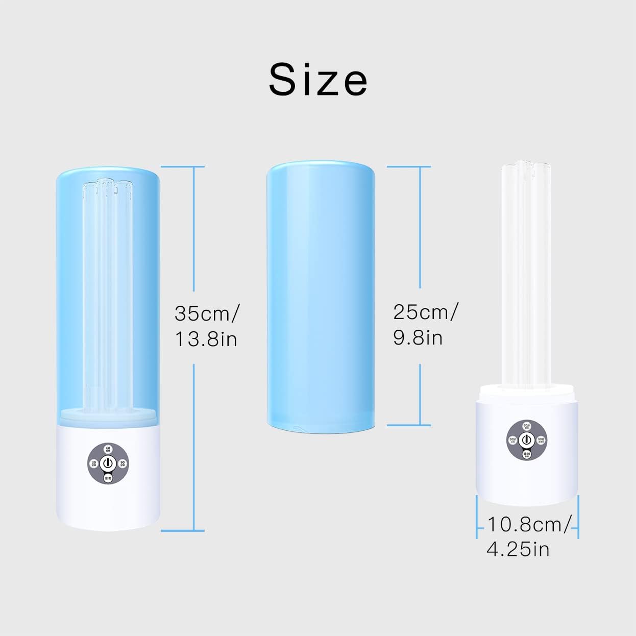 UV Light Sanitizer, 55w 254nm UVC Lamp for Room Surface Disinfection, Kills Bacteria Molds Dust Mites up to 750 sqft, Home/School/Hotel/Travel, 1Y Warranty (Blue with Ozone)