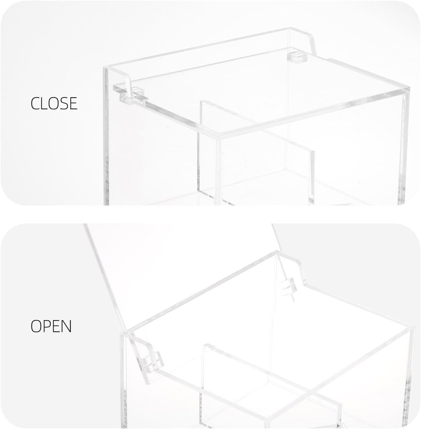 Tbestmax 2-Grid Qtip Holder, 4mm Thickness Cotton Ball Swab Organizer Acrylic Rectangle Bathroom Canister Makeup Pad Cosmetic Storage - Clear