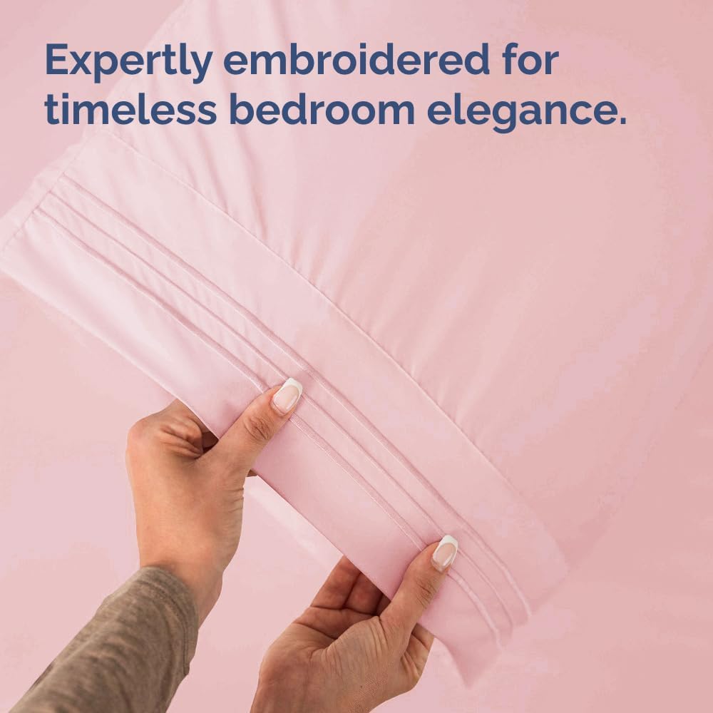 King Pillow Cases Set of 4 - Ultra Soft Hotel Quality Pillowcase Covers - Comfy, Cozy & Wrinkle Free - Shrinkage, Stain & Fade Resistant - Machine Washable Pillow Protectors - 4 Piece Set - Baby Pink