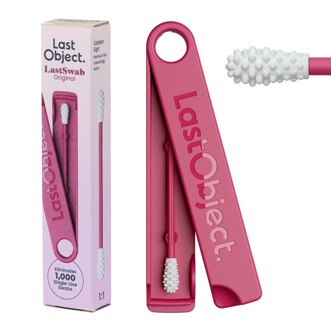 LastSwab® Reusable Cotton Swabs for Ear Cleaning - The Sustainable and Sanitary Alternative to Single-Use Q Tips - Zero Waste and Easy to Clean - Comes with a Convenient Travel Case Holder - Red