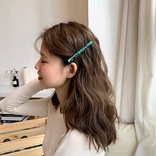 Fsmiling Small Hair Barrettes for Women, 4pcs Tortoise Acetate Automatic Clips for Thin Hair