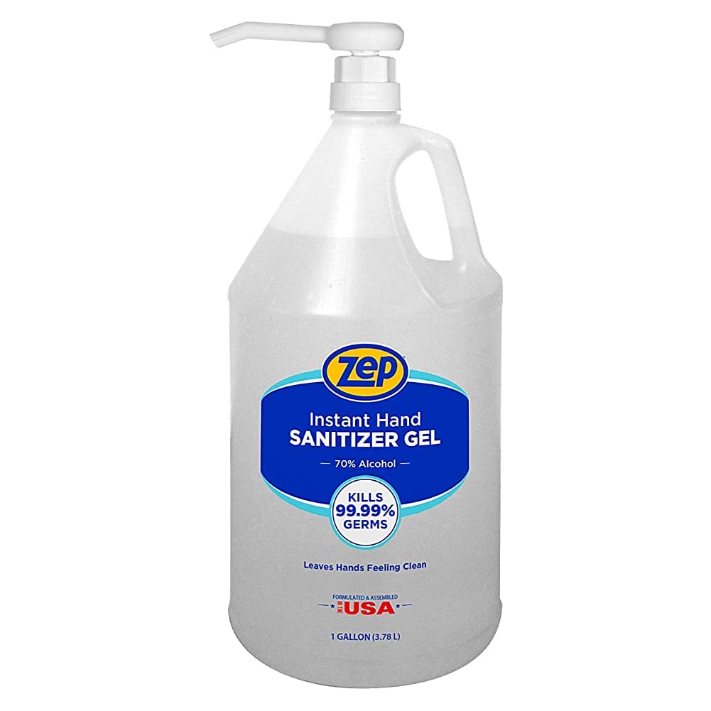 Zep Instant Hand Sanitizer Gel 70% Alcohol - 1 Gallon (Case of 4) 355825 - Pump Included - Exceeds CDC Recommendations - Kills 99.9% of Germs