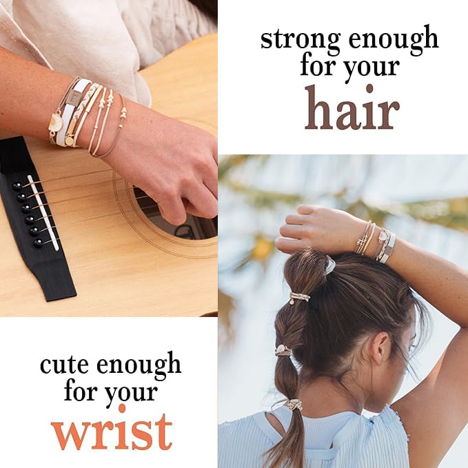 K'lani Hair Tie Bracelets for Women - Elastic Hair Bands That Double as Stylish Jewelry - Rise - Large