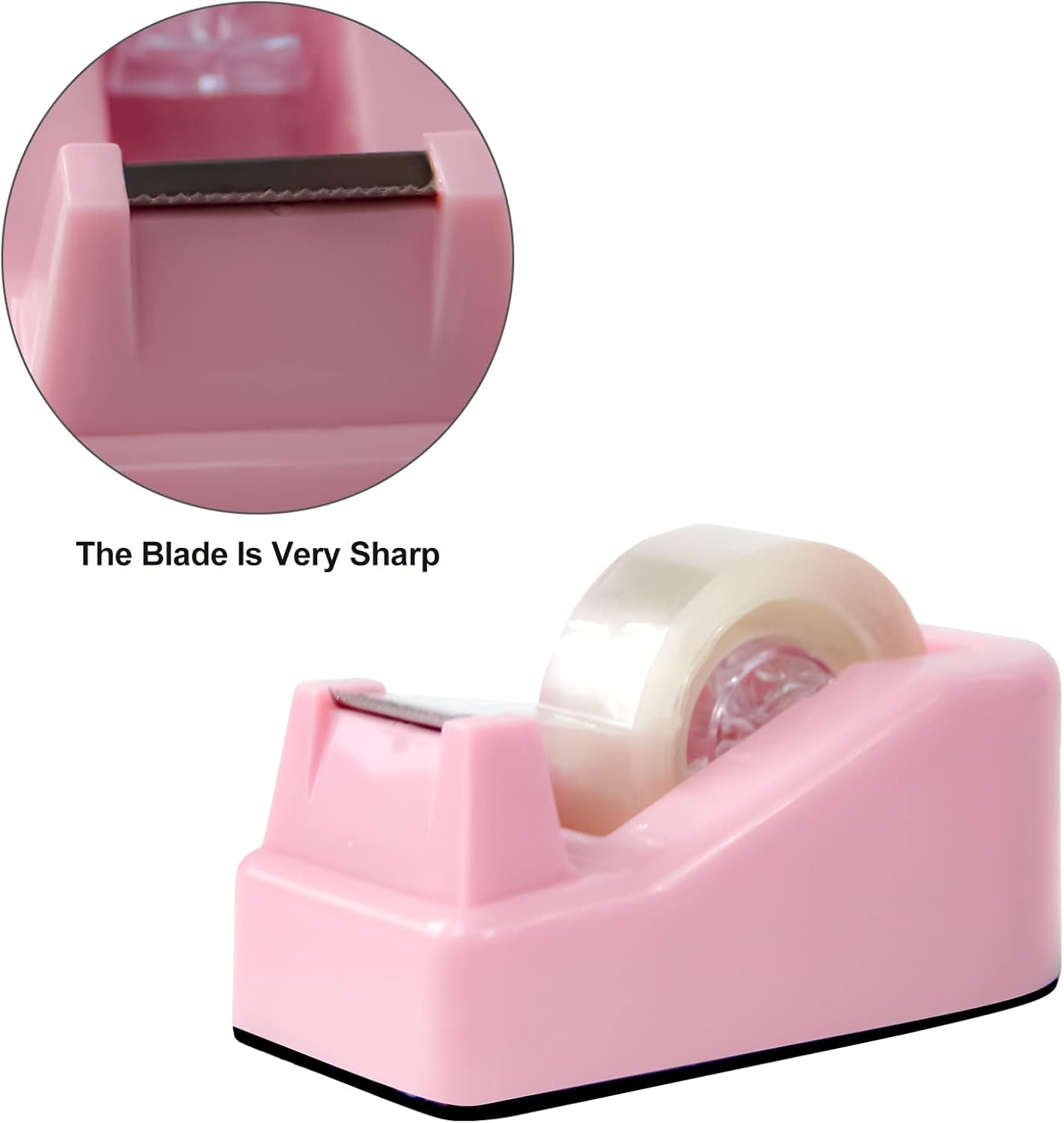 2Pcs Desktop Tape Dispenser Adhesive Roll Holder with Weighted Nonskid Base, Pink (Tape not Included)
