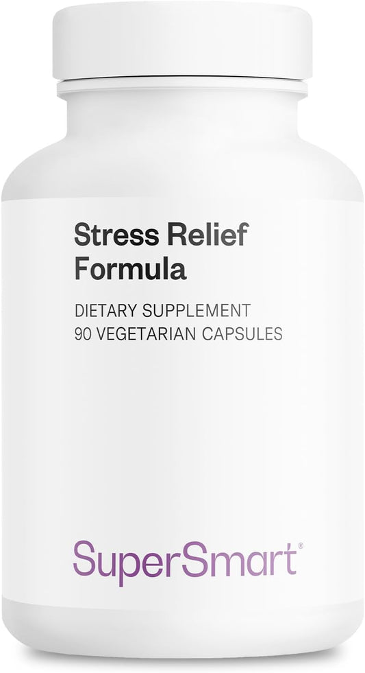 Supersmart - Stress Relief Formula (All-in-1) - 100% Natural Supplement - with Passion Flower, Polygala Tenuifolia | Non-GMO & Gluten Free - 90 Vegetarian Capsules