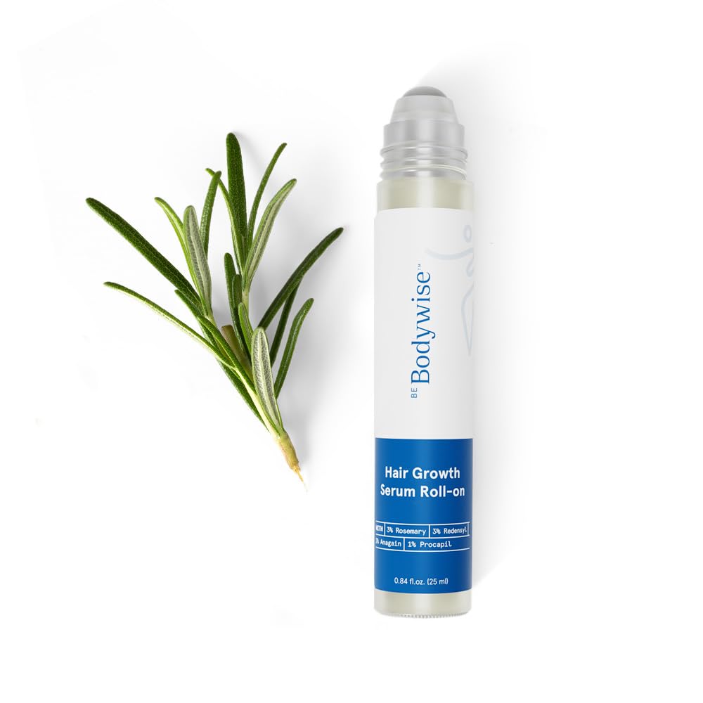 Be Bodywise Rosemary Hair Growth Serum Roll On 25 ml – 3% Rosemary, 3% Redensyl & 2% Anagain | DHT-Blocking Scalp Serum Boosts Oxygen Flow, Reduces Hair Fall | Paraben/Sulfate-Free | Women & Men