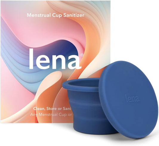 Lena Menstrual Cup Sterilizer Case, Compact, Collapsible Silicone Container for Cleaning Period Cup & Menstrual Disc, Travel, Home and Dorm, Menstrual Cup Cleaner, Feminine Care, Dark Blue