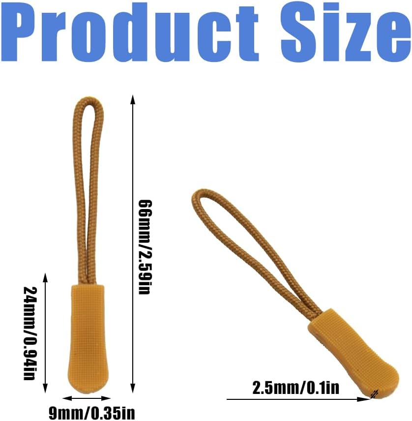 Ruidee 50 Pieces Zipper Pulls Zipper Tabs Zipper Pull Cord Extender Replacement Zipper Pulls for Backpacks, Jackets, Luggage, Purses, Handbags(Brown)