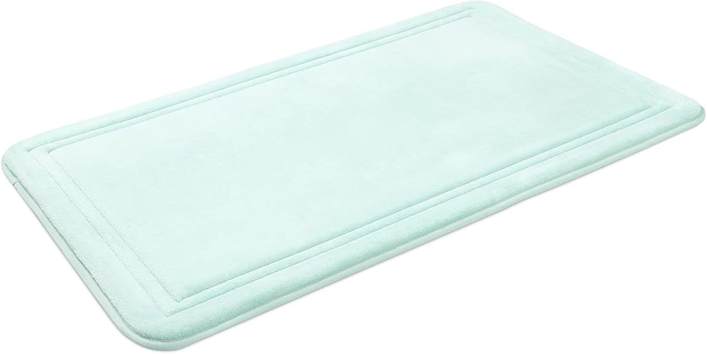 ITSOFT Memory Foam Bath Mat 31x20, Non Slip, Machine Washable, Quick Dry & Absorbent Rugs, Bath Mats for Bathroom Floor, Tub & Shower, Bathroom Rug, Spa Blue