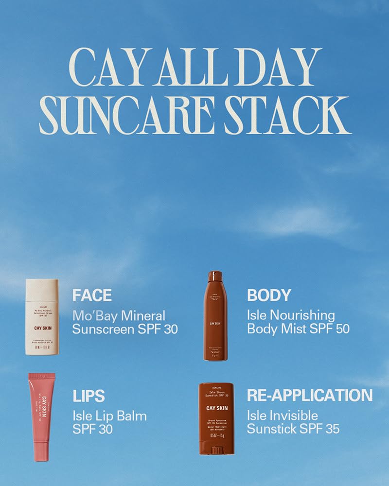 Cay Skin Isle Invisible Sunstick SPF 35 – Travel Size Broad Spectrum Face Sunscreen for On-the-Go Protection – Hydrating, Reef Safe Lotion with Natural Finish for All Skin Types – 0.5 oz