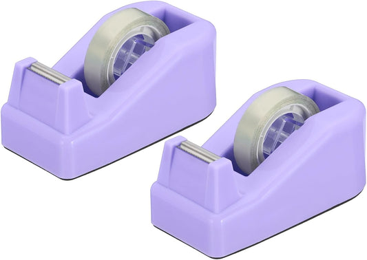 PATIKIL 2pcs Tape Dispenser Desk, Small Tape Dispenser Cute Desktop Dispenser Holder for Tape Office Desktop, Purple