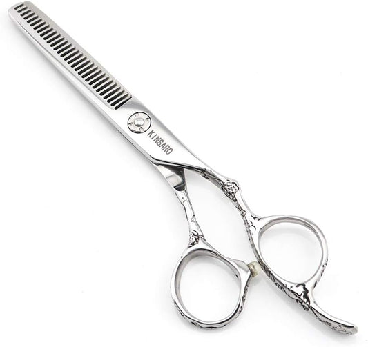Hair Scissors 6 Inch Professional Barber Hair Thinning Scissors Thinning Shears 440C Barber Shears 30 Teeth Rose handle KINSARO for Hairdresser Barbershop or Home Use