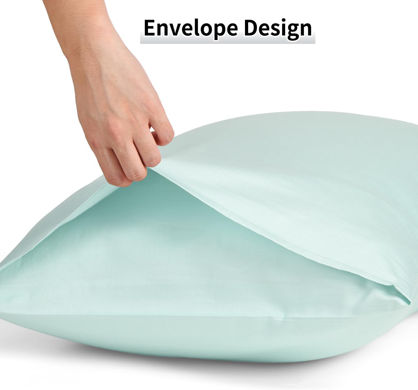 Warmstar Cotton Pillow Cases Queen Size Set of 2, 600 Thread Count Pillowcases 20x30 Inches, Soft Long Staple Cotton Pillowcases Breathable with Envelope Closure,Lagoon