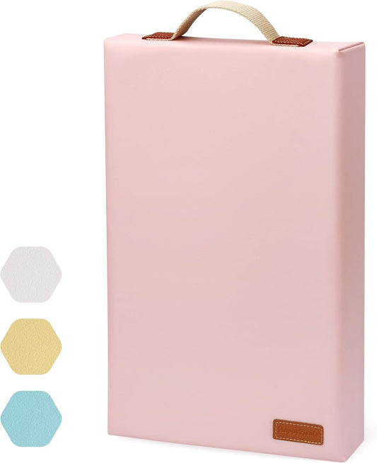 HappyPicnic Waterproof Kneeling Pad for Garden or Bath, 2 inch Thick Soft Foam Kneeler Mat for Gardeners Knee Support or Bathtub Bathing with Handle and Removable Cover - Pink