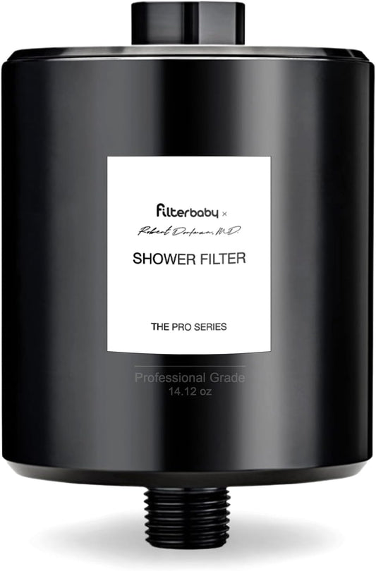 Filterbaby Pro Series Shower Filter,Doctor Developed,Metal Titanium Aluminum,Lab Tested to Reduce up to 99% Chlorine/Chloramine/Lead/Certain Hard/Heavy Metals,Great Water Pressure,Long Lasting,Black