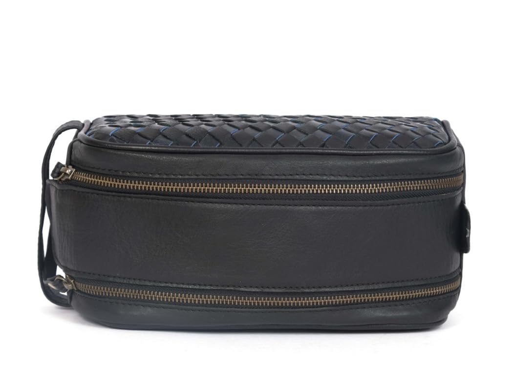 10" Premium Leather Toiletry Travel Pouch With Waterproof Lining | King-Size Handcrafted Vintage Dopp - Kit, Gift for Father's Day By Aaron Leather Goods (Black)