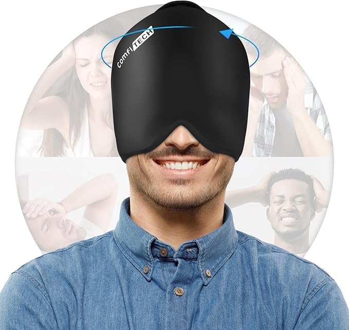 ComfiTECH Head Ice Pack 2 Pack Cooling Gel Cap Reusable Cold Wrap for Head and Eye Comfort and Relaxation, Large