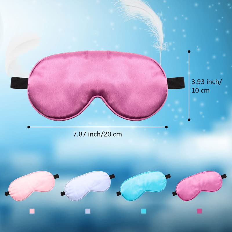 BBTO 4 Pcs Silk Sleep Eye Masks Smooth Soft Satin Eye Covers with Adjustable Strap Blindfold for Sleeping Blocking Out Lights Travel Relaxation (Purple, Pink, Sky Blue, Taro Color)