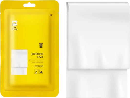 Disposable Bath Towels 5‑Pack – Large 55″ × 27.5″ Biodegradable Cotton Body Towels for Travel, Spa, Camping, Hotels – Ultra-Absorbent, Individually Wrapped & Portable