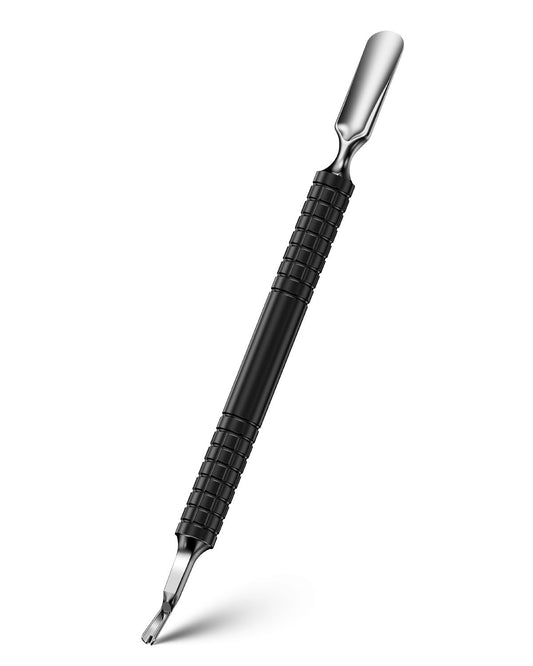 FERYES Cuticle Pusher with Fork, 2-in-1 Cuticle Remover Tool, Upgraded Stainless Steel Cuticle Trimmer Nail Care Tool for Manicures- Black(5.8 Inches)