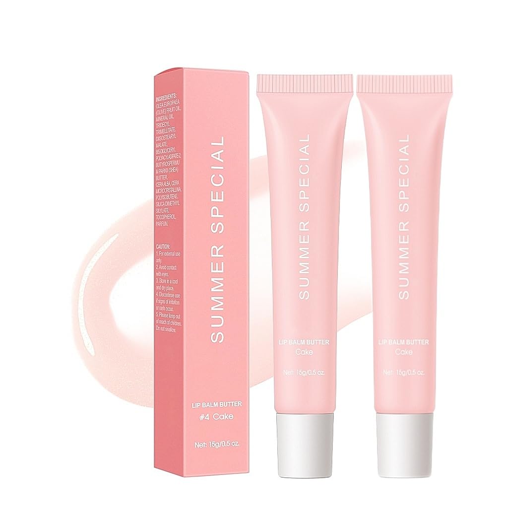 Summer Hydrating Lip Butter Balm Set - Ultra-Nourishing with Shea & Olive ButterďźSoothes & Repairs Dry Lips, Non-Sticky Long-Lasting Moisture(Cake,Pack of 2)