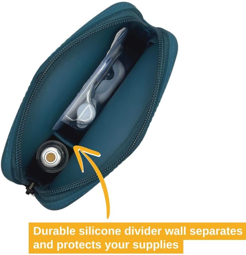 Omnipod Protective Travel Case | Silicone Storage fits an Insulin Vial and One Pod| Diabetic Care Products | Diabetes Supplies Organizer (Teal Blue)