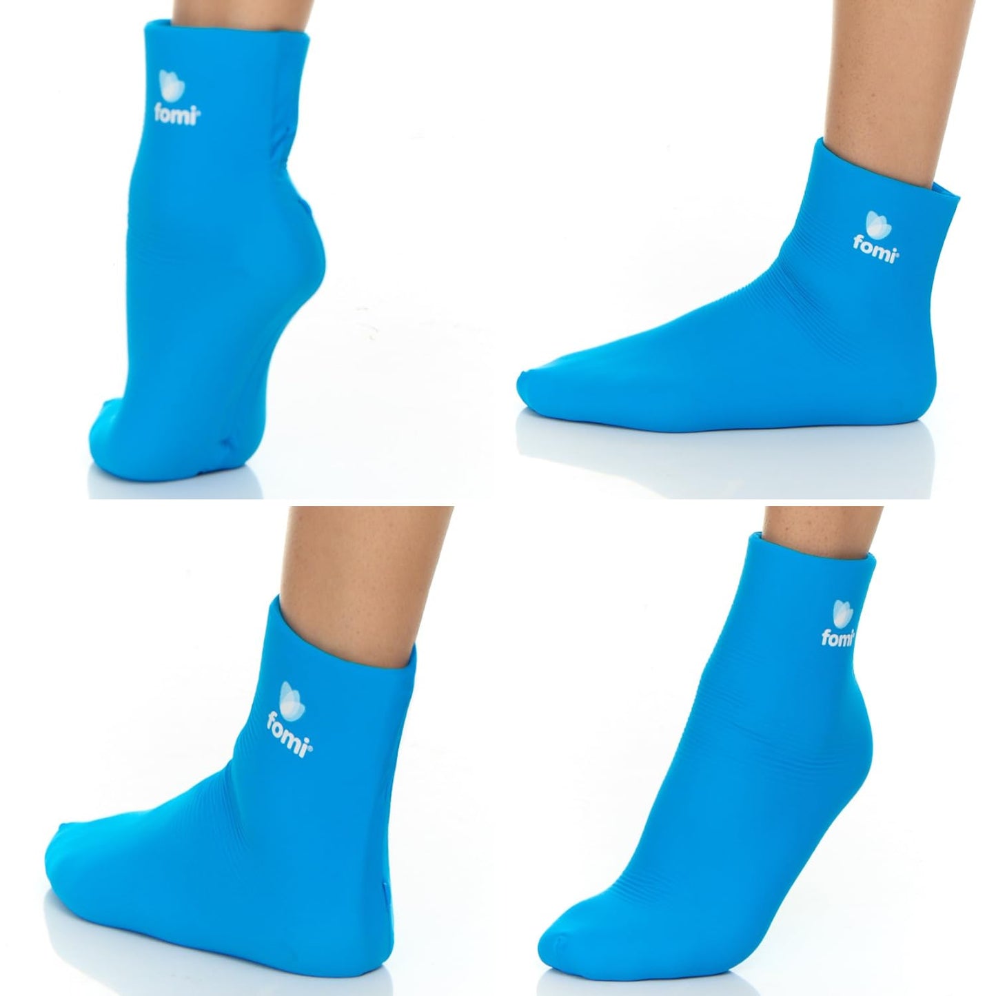 FOMI Hot Cold Full Foot and Ankle Solid Gel Ice Pack | Premium Comfort 360 Degree Cooling Compression Wrap for Plantar Fasciitis, Heel Spurs, Achilles, Tendonitis, Sore Feet, Gout | One Size (Blue)