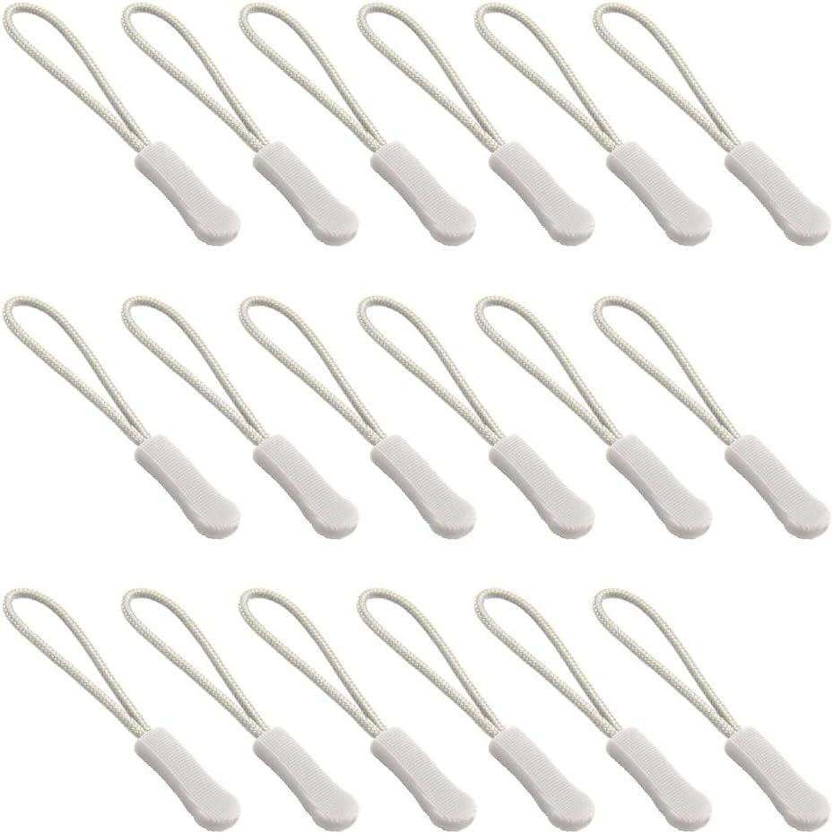 Ruidee 50 Pieces Zipper Pulls Zipper Tabs Zipper Pull Cord Extender Replacement Zipper Pulls for Backpacks, Jackets, Luggage, Purses, Handbags(Light Grey)