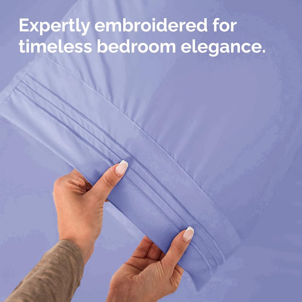 CGK Unlimited Queen Size Lavender Pillow Cover Bedding Set of 4 - Soft, Premium Quality Microfiber Pillowcases for Machine Washing - 20x40, 20x36 & 20x48 Inch Pillows