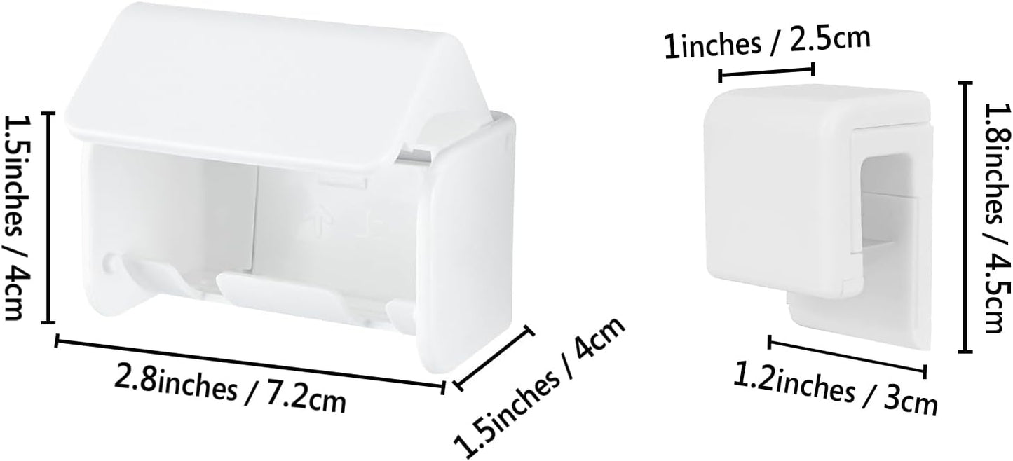 Toothbrush Holder Wall Mounted with Cover for Bathroom, 2 Slots Toothbrush Storage Organizer for Shower, Self Adhesive Toothbrush Hanger with Toothpaste Clip