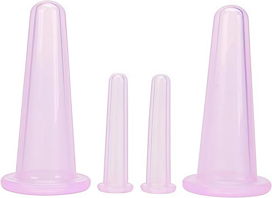 4Pcs Massage Cupping Set Silicone Mini Facial Cups Face Massager Helper Skin Care Neck Back Eyes Massaging Cup Safe to Use, Don't Worry About Burns Health Care Products (Purple)
