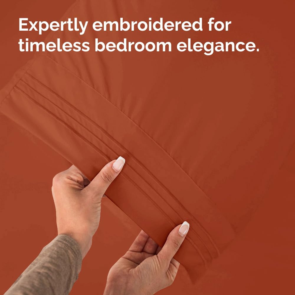 King Pillow Cases Set of 4 - Ultra Soft Hotel Quality Pillowcase Covers - Comfy, Cozy & Wrinkle Free - Shrinkage, Stain & Fade Resistant - Machine Washable Pillow Protectors - 4 Piece Set - Terracotta