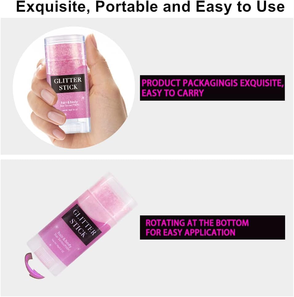 Mysense Blue Body Glitter Stick, Waterproof Face Glitter Makeup, Festival Rave Pride Accessories, Hair Glitter Gel for Kids Women, Sparkling Mermaid Sequin Chunky Glitter Face Paint, 0.56oz