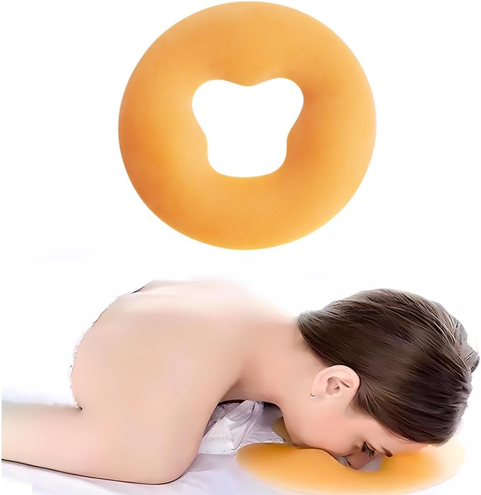 Silicone Face Massage Pillow,SPA Beauty Face Relax Headrest,Salon Skin Care Soft Overlay Travel Head Support,Yellow