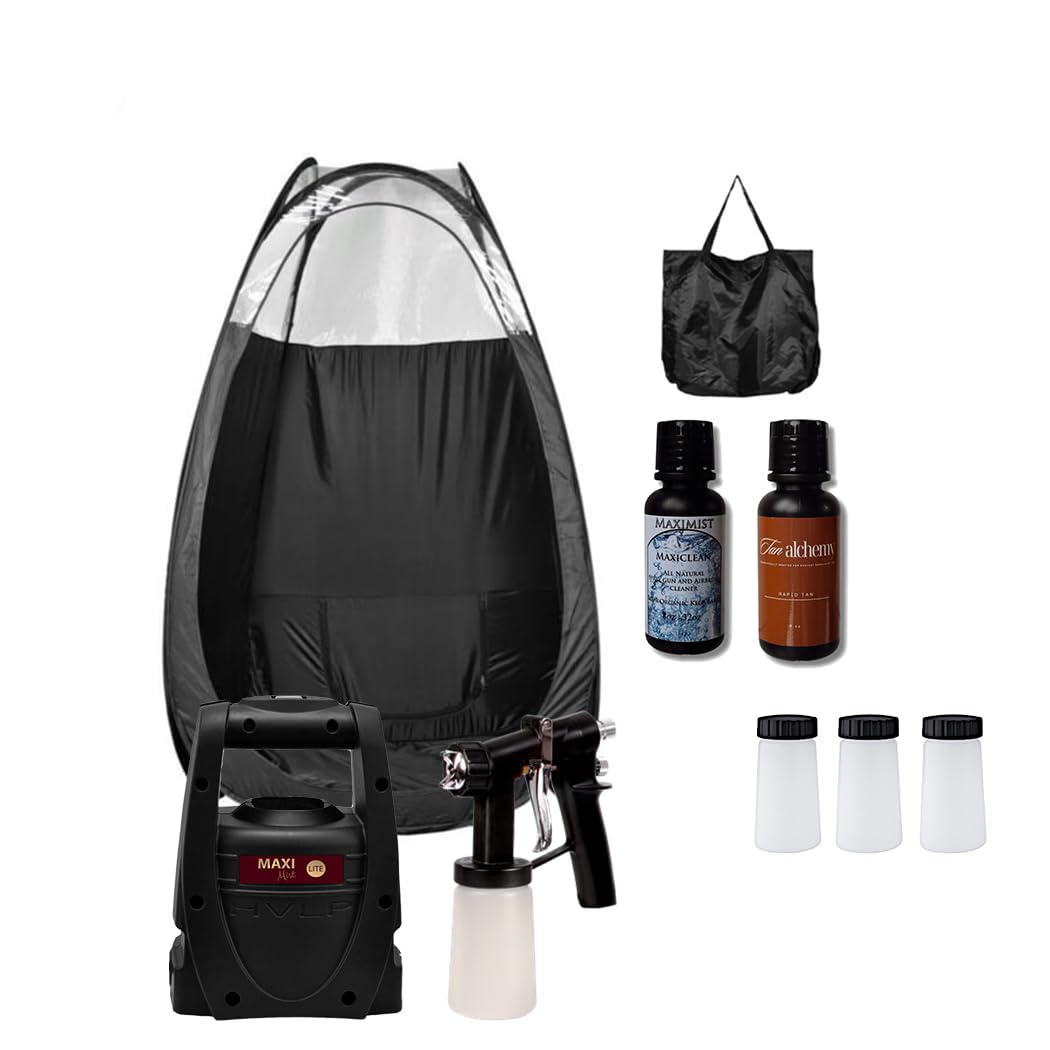MaxiMist Spray Tan Machine, HVLP Airbrush Tanning, Sunless Spray Tan Machine for Home, Maximist Elite Lite (Black Tent - Elite Lite)