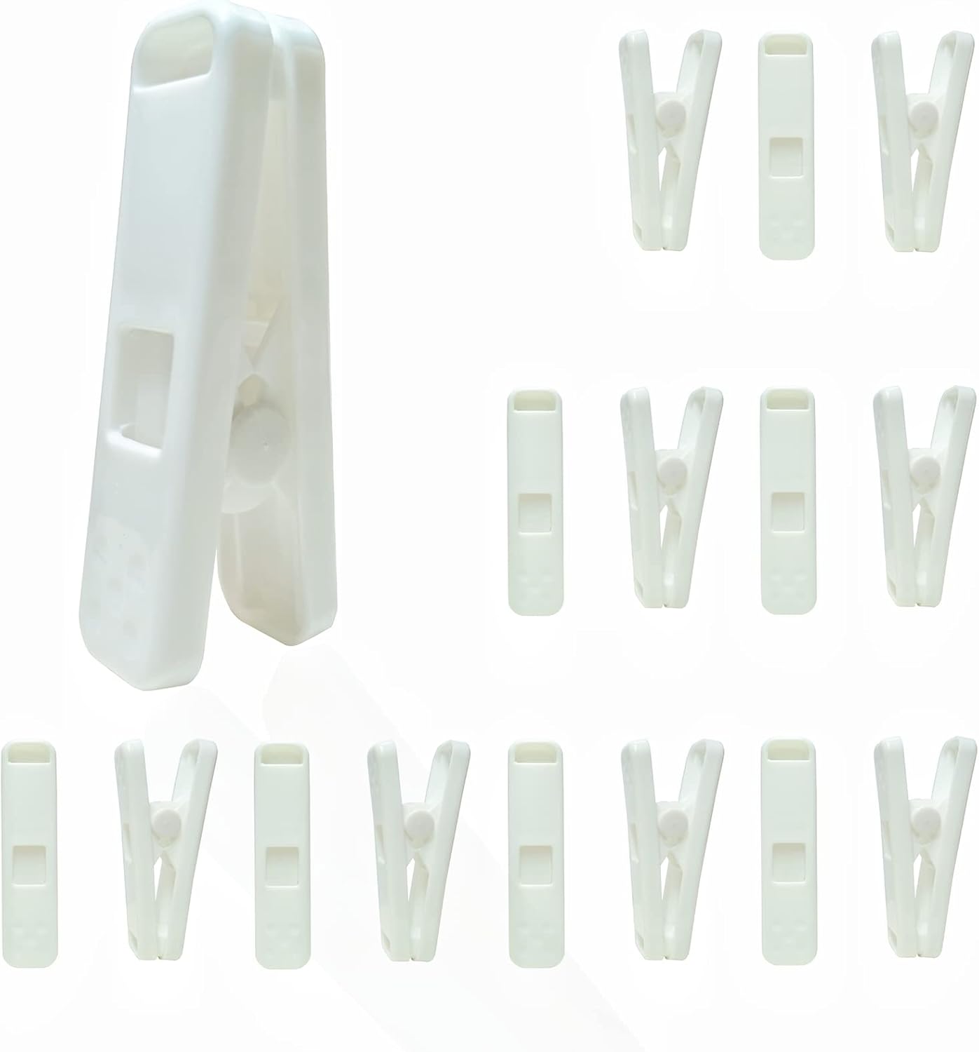 Strong Plastic Clothespins - 16 Pack Heavy Duty Laundry Clothes Pins, Non-Slip Pegs, Chip Clips, Hanger Clip, Rustless, Windproof, Heatproof - White