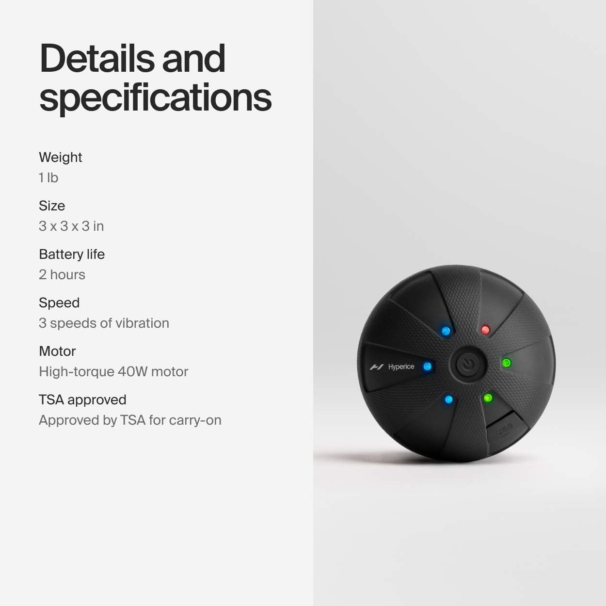 Hyperice Hypersphere Go - Vibrating Massage Ball for Muscle Recovery, Myofascial Release and Soreness Relief - Portable Fitness Massager, Perfect for use at The Gym, or at Home - FSA and HSA