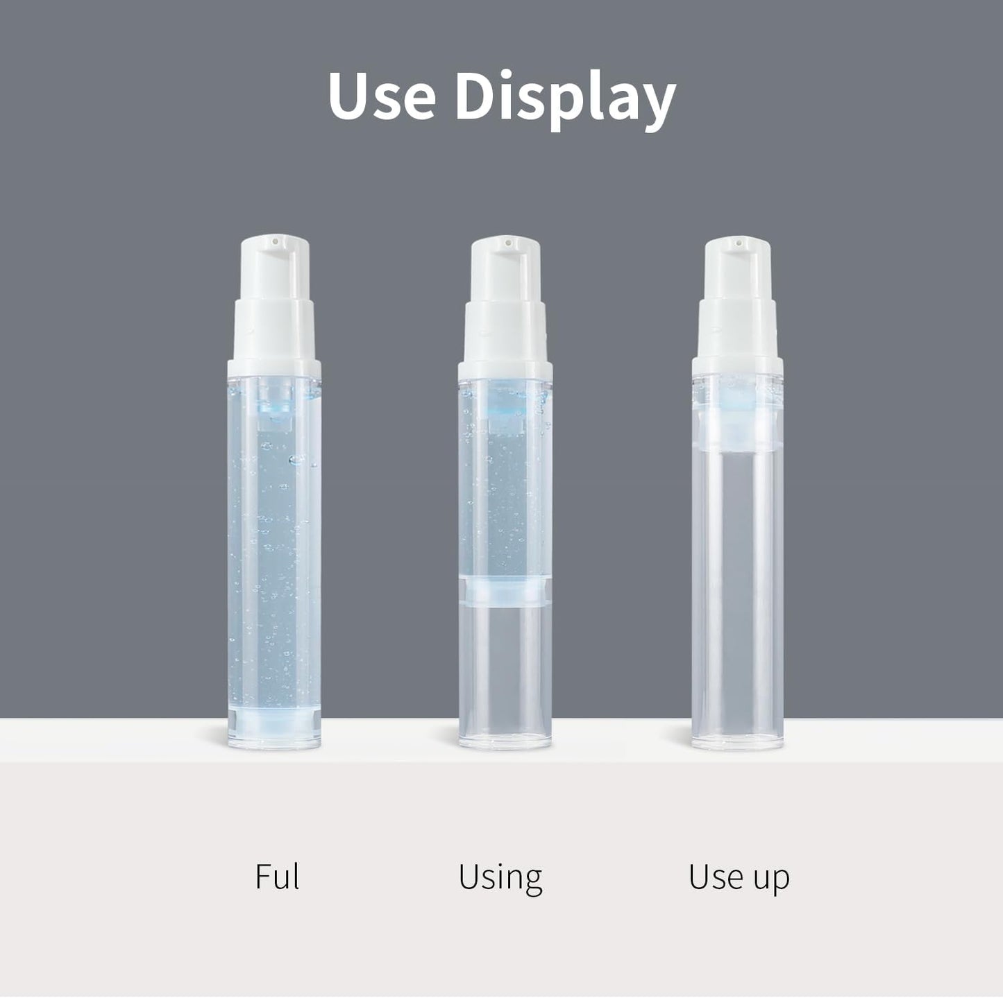 6 Pack 0.34 oz Plastic Empty Airless Pump Bottles Travel Size Refillable Leakproof Containers for Skincare Cosmetics Toiletries TSA Approved