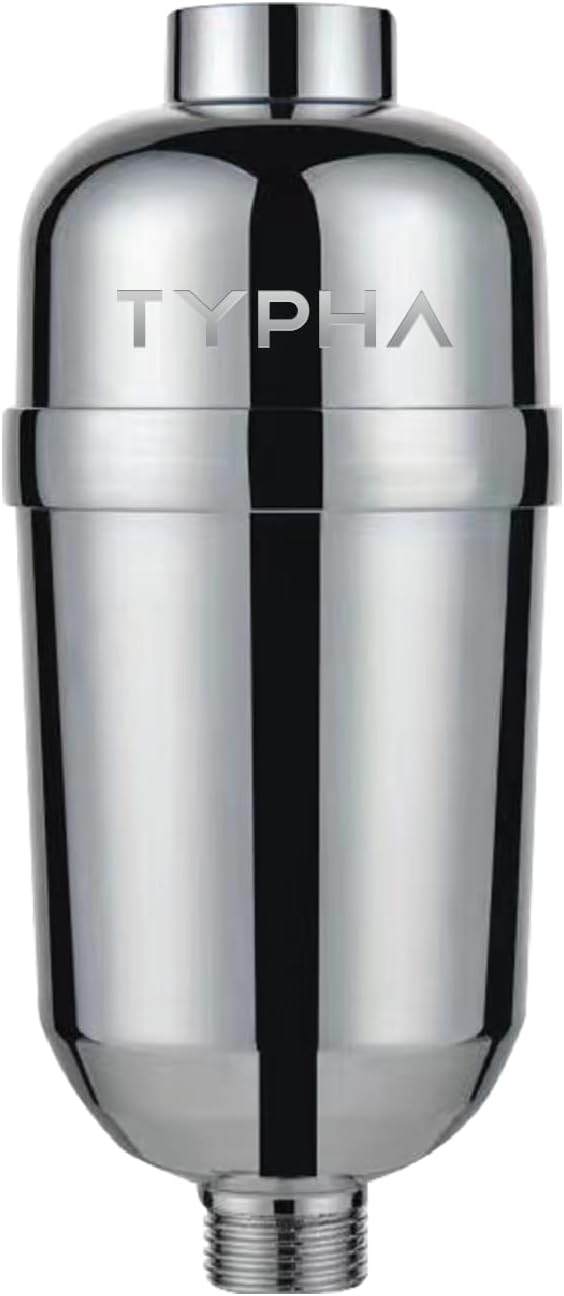 TYPHA ElementFlow 15-Stage Deep-Purifying Shower Filter – Advanced Chlorine Protection+ Reduces Dry, Itchy Skin, Dandruff & Eczema – Enhances Skin, Hair & Nail Health Silver