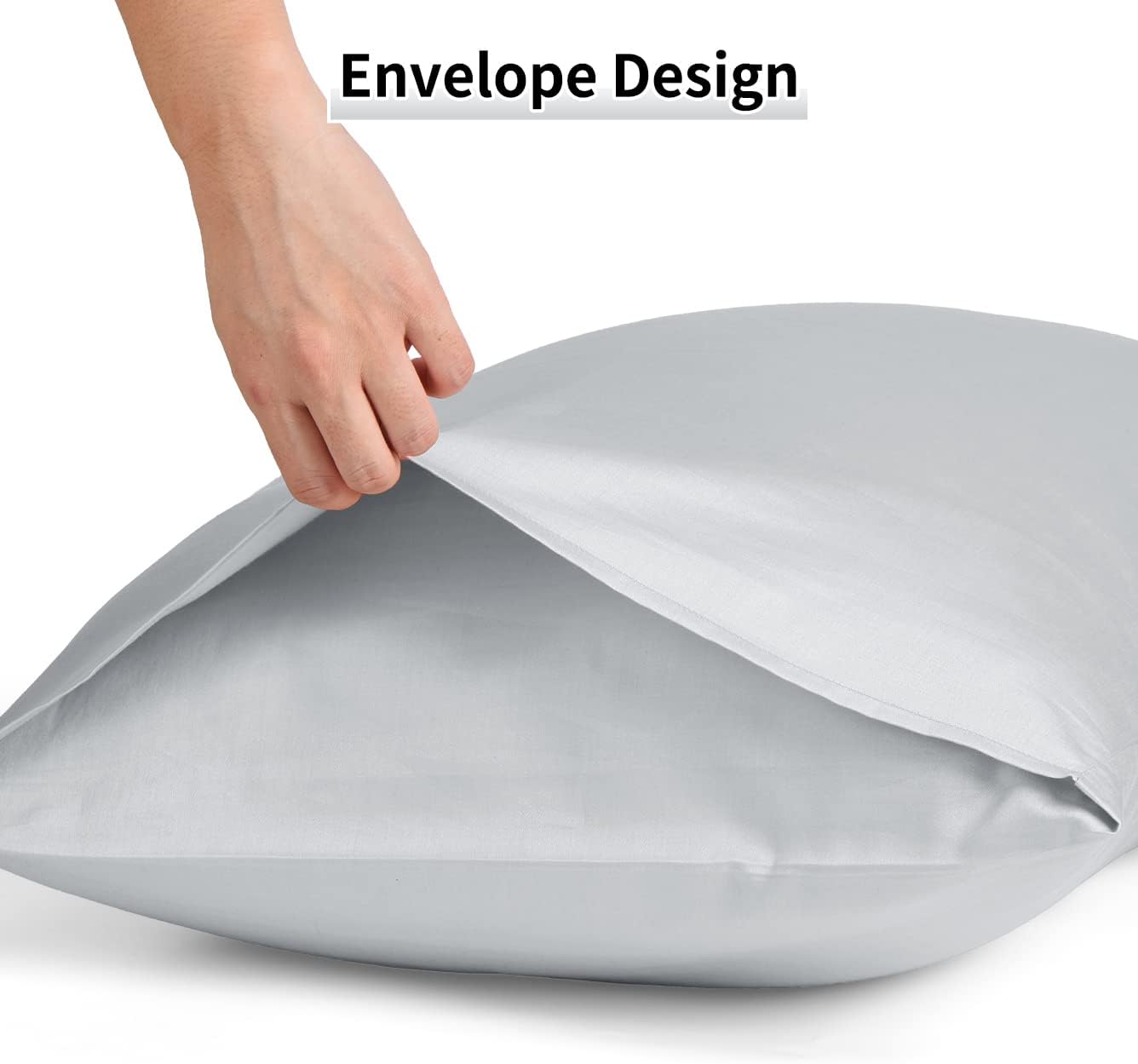 Warmstar Cotton Pillow Cases Queen Size Set of 2, 600 Thread Count Pillowcases 20x30 Inches, Soft Long Staple Cotton Pillowcases Breathable with Envelope Closure,Grey