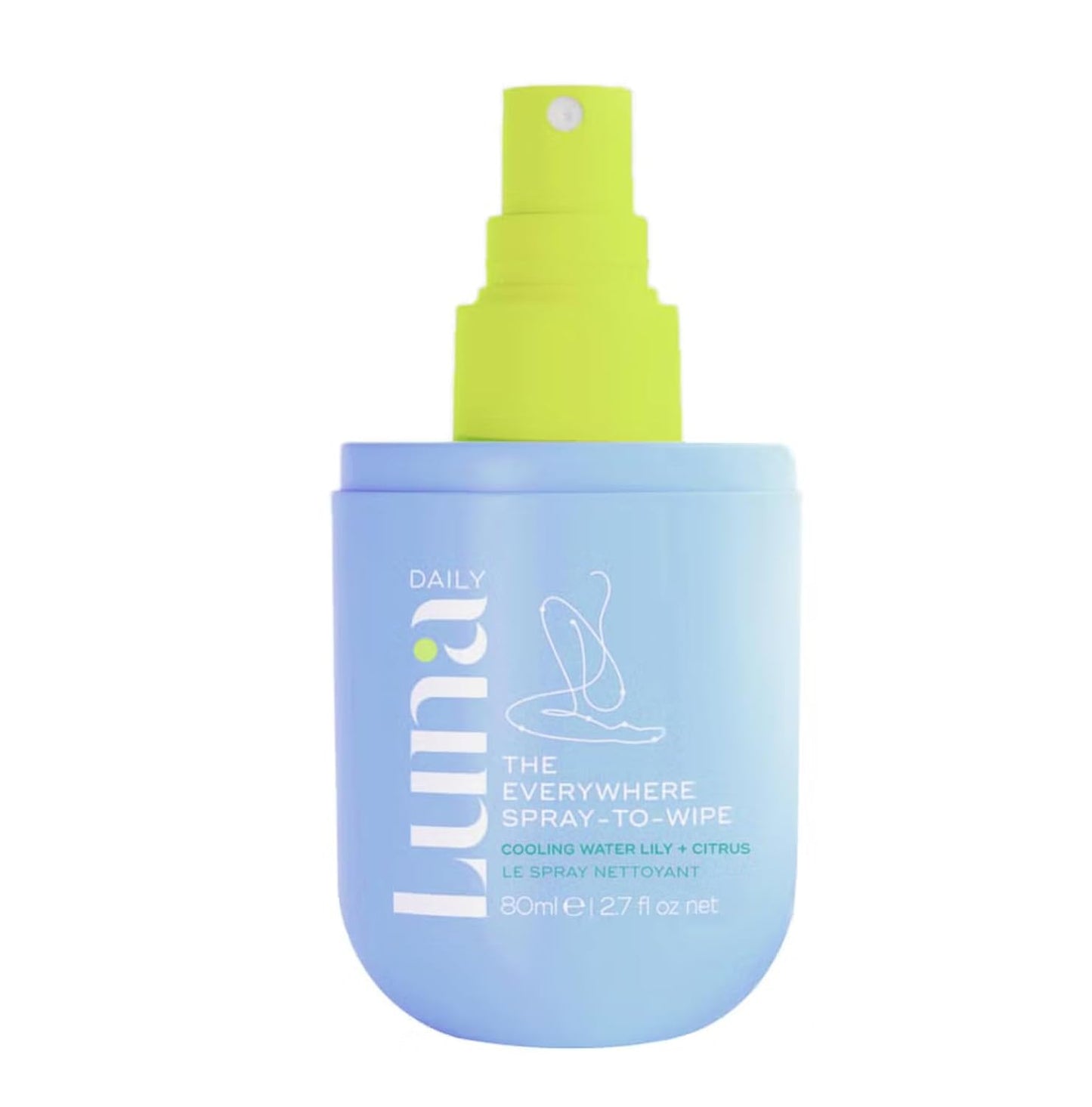 Luna Daily The Everywhere Spray-To-Wipe | Cooling Body Mist & Hydrating pH-Balanced Feminine Care | Cooling Water Lily + Fresh Citrus | Anti-Chafing & Odor Control 80ml