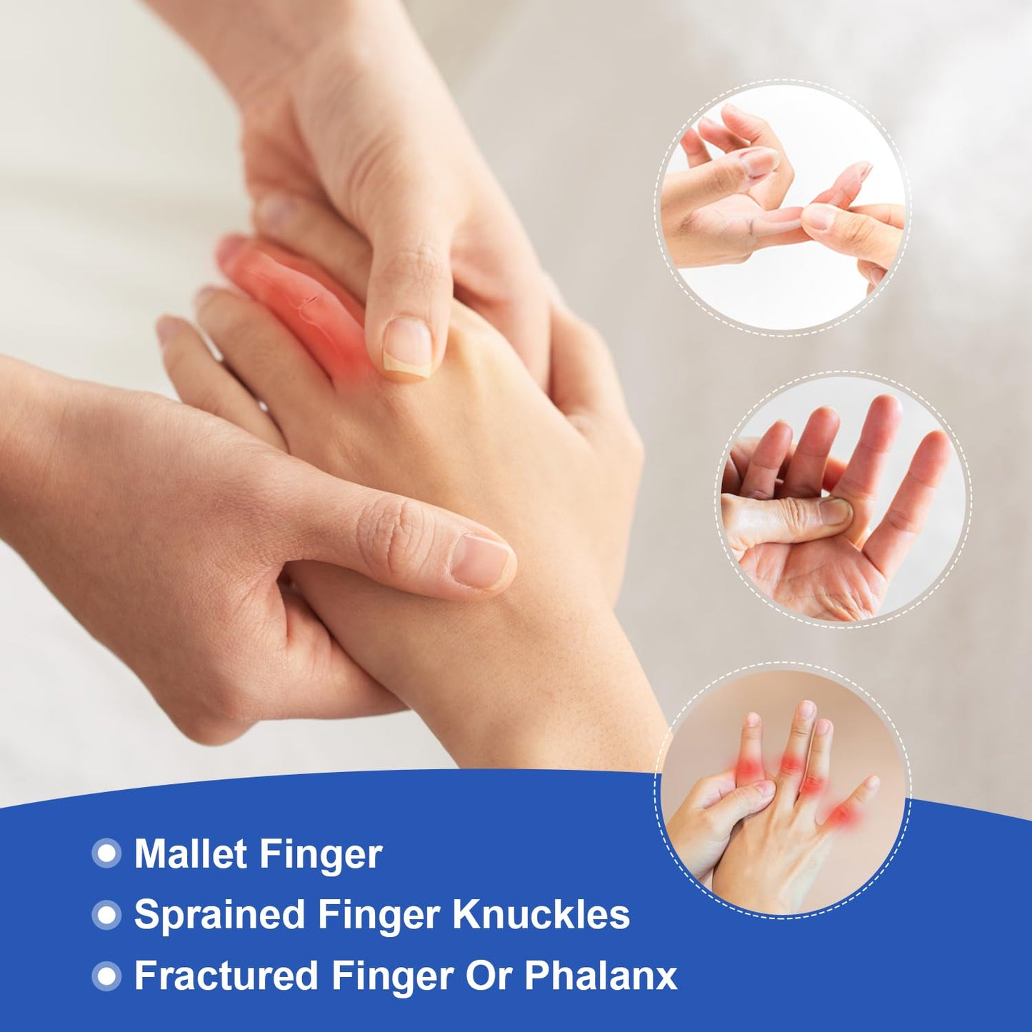 Finger Braces, Trigger Finger Splints for Straightening, Mallet Finger and Broken Finger, Finger Straighteners Provide Support and Relieve Pain - Blue