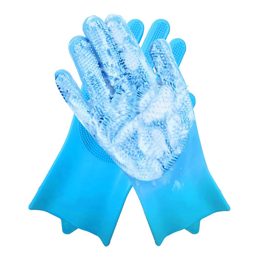 Dog Washing Gloves -Dog Bath Brush - Dog Bath Gloves - Dog Shampoo Brush - Pet Grooming Gloves -Cat Grooming Supplies_ Dog Bath Supplies(1 Pair Blue