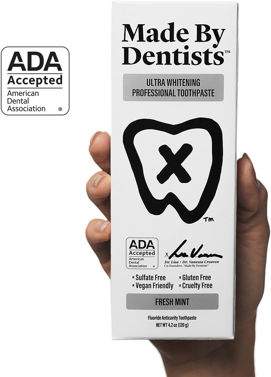 Professional Ultra Whitening Toothpaste - 2 Pack - Sensitive Teeth Whitening Toothpaste with Sodium Fluoride & Hydrogen Peroxide, ADA Approved, Vegan, 2 x 4.2oz