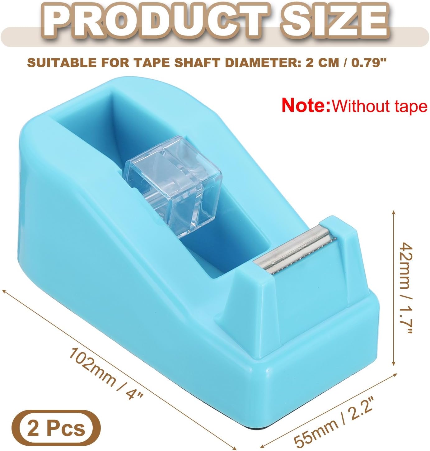 PATIKIL 2pcs Tape Dispenser Desk, Small Tape Dispenser Cute Desktop Dispenser Holder for Tape Office Desktop, Light Blue
