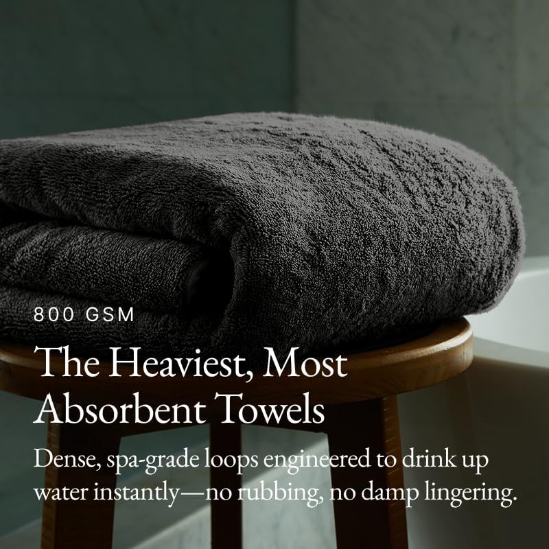 Italic Ultraplush 100% Australian Cotton Hand Towels - Set of 2 Luxury Hand Towels, Ultra Soft and Highly Absorbent 800GSM Towels for Bathroom,Shower, Hotel, and Spa (Charcoal)