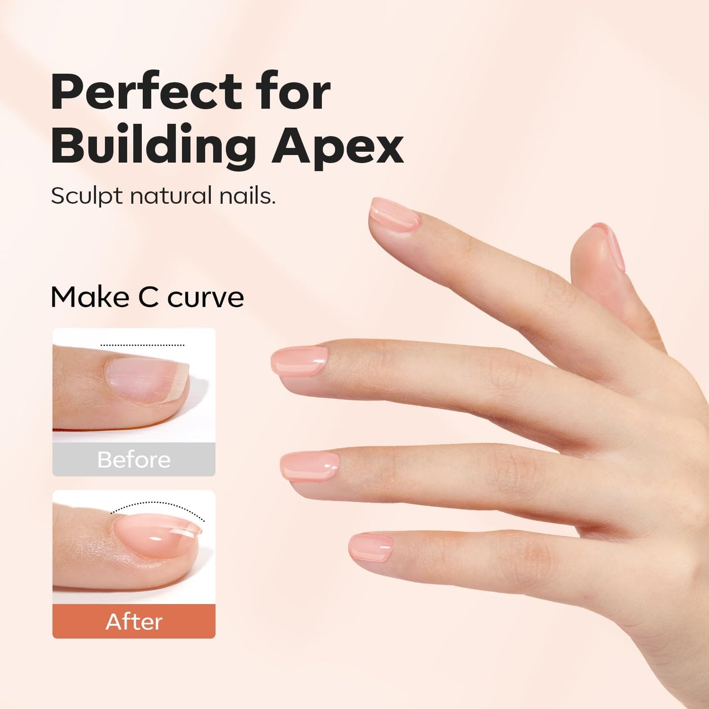 modelones Builder Nail Gel, 8-in-One Sheer Nude Pink Builder, Apricot Blush Pink Rubber Base for Nail Thickening Apex Building LED Lamp Cured Hard Strengthener Extend Color Gel Polish for DIY Salon