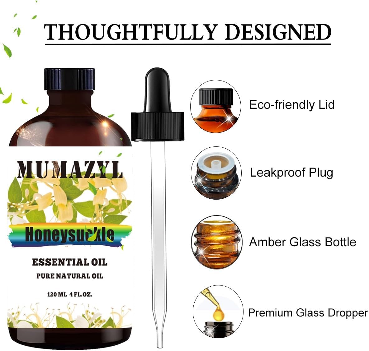 Honeysuckle Essential Oil, Honeysuckle Oil 4 Fl Oz 120ML for Diffuser Humidifier Yoga Cleaning DIY Candle Soap Making Essential Oils