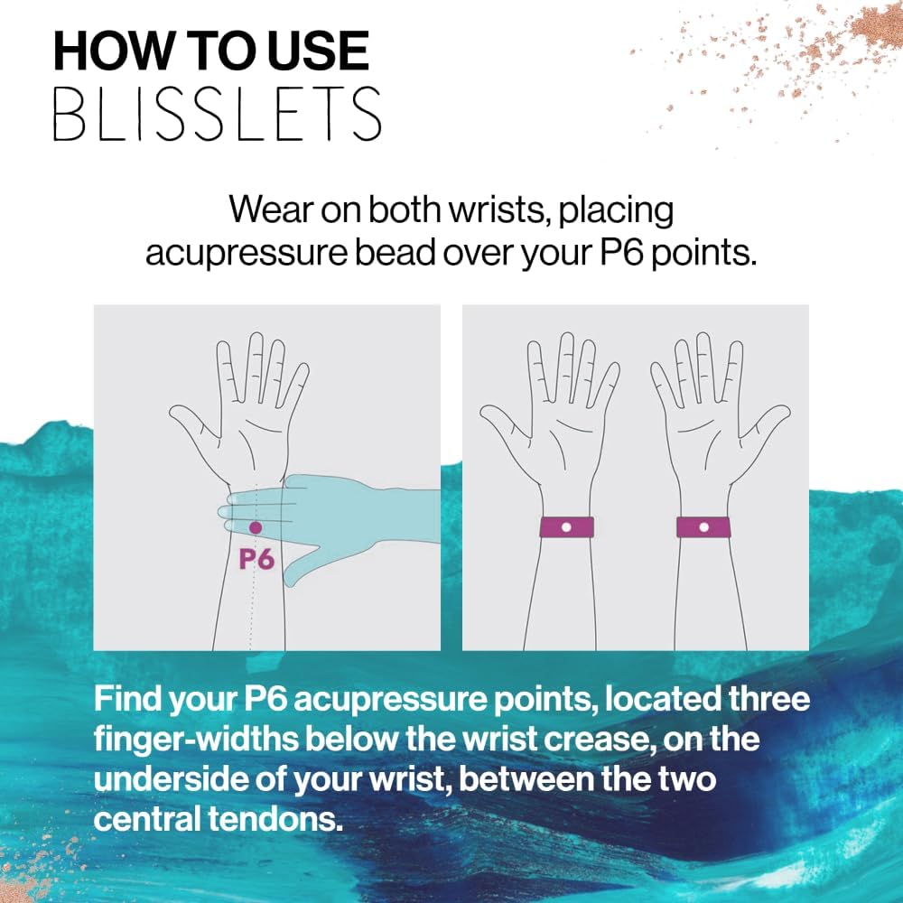 Blisslets Acupressure Relief Band - Cartagena Collection - Parentage (Blue/Camel/Gold, Medium - 5 5/8" - 6 5/8")